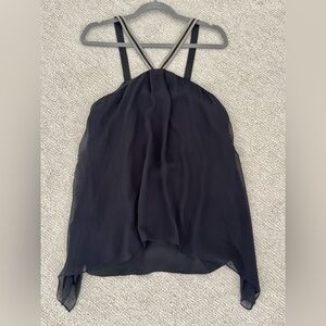 $2500  Brunello Cucinelli Black Silk Halter Dress Top W/Shiny Monili Beads Italy